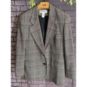 Norton McNaughton Black , Cream And Brown Glen Plaid Oversied Wool Blend Blazer